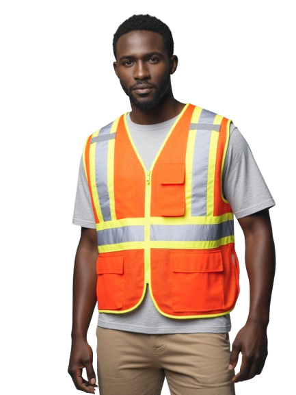 High-Visibility Safety Vest with Pockets – ANSI Class 2 for Construction 